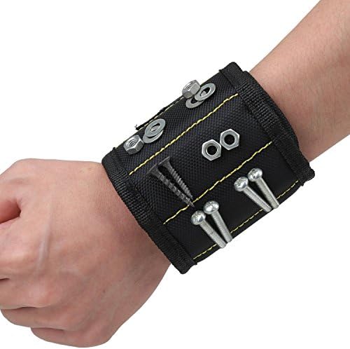 Magnetic Wristband, with Strong Magnets for Holding Tools, Screws, Nails, Drill Bits - Best Christmas Gifts for Men, Dad, Father, Husband, Handyman, Boyfriend, Him, Women, Men Gifts (Black)