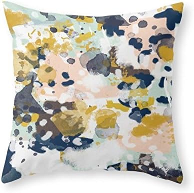 Sloane - Abstract Painting In Modern Fresh Colors Navy, Mint, Blush, Cream, White, And Gold Throw Pillow Indoor Cover (20" x 20")