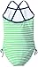 Kanu Surf Girls' Layla Beach Sport Banded 1 Piece Swimsuit, Bali Green Stripe, 12