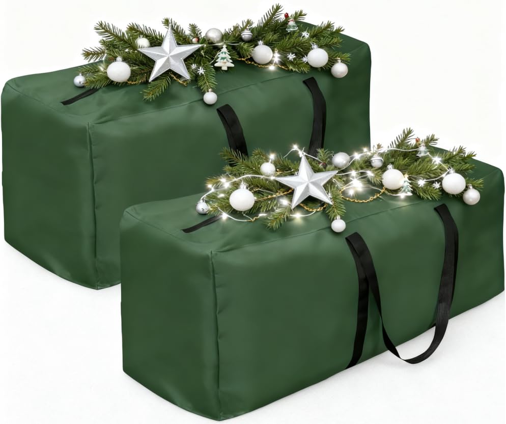Photo 1 of 2 Pack Extra Large Christmas Tree Storage Bag Fits 9-12 Ft Artificial Tall Xmas Tree 68" L x 20" H x 30" W 420D Oxford Heavy-Duty Waterproof Storage Bags with Handles, Double Zippers 2#