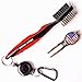 Golf Club Brush Cleaner - Premium Tour Grade and Heavy Duty - Ideal Golf Gift for Golfers - Bonus Golf Divot Tool - Golfing Gizmos (Black/Red)