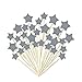 Glorious Year Silver Star Cake Toppers Kids Birthday Party Baby Shower Cupcake Decorations 36pcs