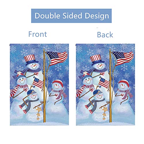 zosenda Christmas Garden Flag, 12 x 18 Inch Double Sided Snowman Patriotic House Yard Flag, Rustic Winter Snowflake Yard Decorations, New Year Holiday Seasonal Outdoor Flag