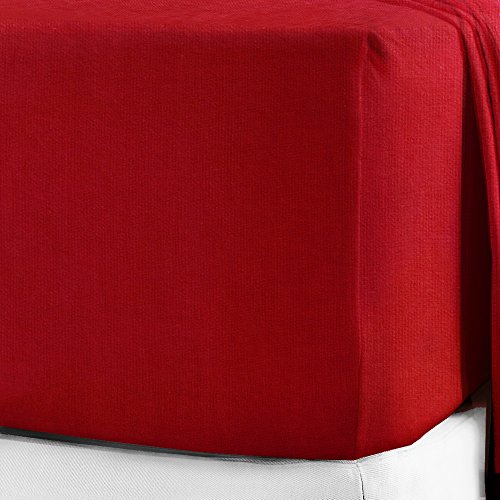 100% Brushed Cotton Soft Flannelette 25CM/10" Fitted Sheets 12 Colours (Single, Red) — image 1