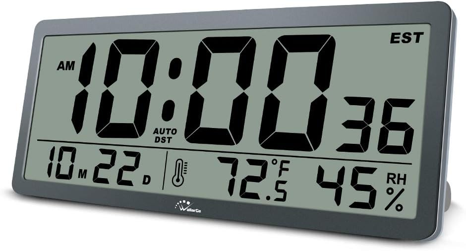 Wallarge Large Digital Wall Clocks 14 Inches Autoset Desk Clocks With Temperature Humidity And Date Battery Operated Suitable For Living Room Office And Cafe Etc Price In Uae Amazon Uae Kanbkam