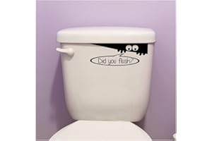 Toilet Monster Decal Did You Flush Sticker Kids Flushing Reminder Bathroom Decor (9" x 4",Set of 2)