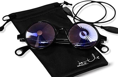 Premium Kaleidoscope Glasses BUNDLE From "Lite Up" For EDM, EDC, Raves, and Dance Festivals. Light Weight Frame with Diffraction Effect, Many Colors
