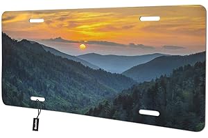 Beabes Smoky Mountains Front License Plate,Sun Trees Wonderful Nature Landscape Beautiful Clouds Sky Decorative License Plates for Car,Novelty Auto Car Tag Vanity Plates 6x12 Inch