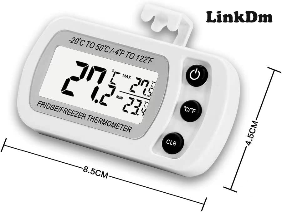 LinkDm 2 Pack Digital Refrigerator Freezer Thermometer,Max/Min Record