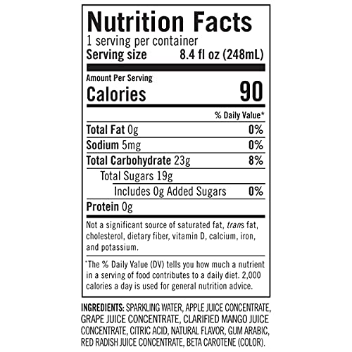 IZZE Sparkling Juice, Mango, No Added Sugars, No Preservatives, NonGMO