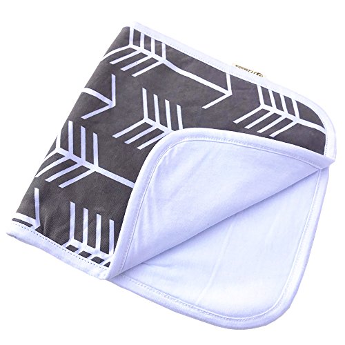 Burp Cloths for Babies, 20” by 10” 3 Layers, Cotton Plus Absorbent Fleece, Grey Wave Black Stripes Arrows Set, 4 Pack