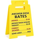 Funny Answer Desk Rates Sign, Funny Office Desk Decor Accessories for Work, Cool Office Signs Gifts for Boss Lady Coworker Teammates Employees Men Women, Cubicle Decorations