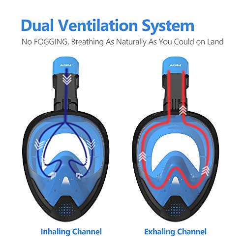 EVOLAND Snorkel Mask Full Face for Adults Youth, Diving Snorkeling Mask Anti-Fog Set with 180Â° View, GoPro Mount, Easy Breath Dry Top Design, Adjustable Head Straps