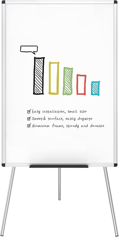 VIZ-PRO Light Melamine Tripod Whiteboard Flipchart Easel 90 x 60 cm