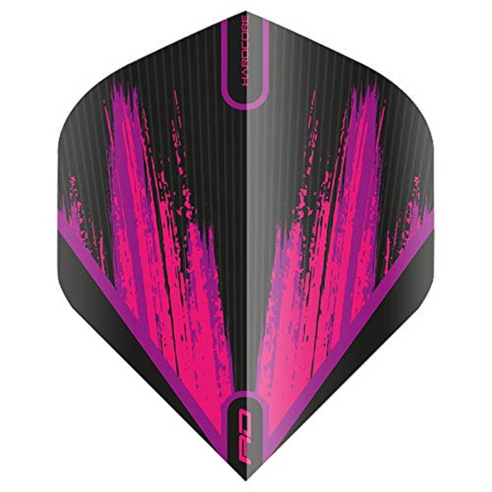 RED DRAGON Hardcore Radical Black & Pink Dart Flights - 4 sets Per Pack (12 Dart Flights in total)
