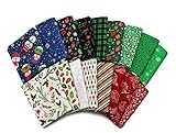 10 Fat Quarters - Assorted Patrick Lose Christmas Cheer Holidays Red Green White Quality Quilters Cotton Fabrics M222.18