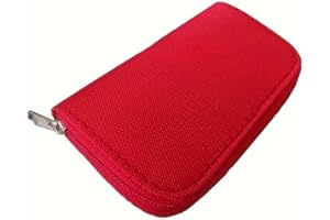 Camera Memory Card Case PVC Organizer Zippered Portable Storage For SD CF MicroSD Cards, Travel Photography Backup, Red