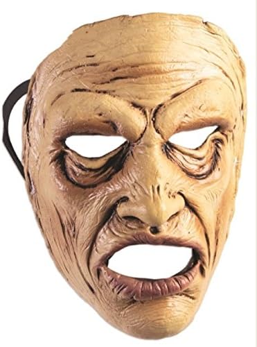 Wow Man Frontal Face Mask Scary Old In Pain Halloween Adult Costume Accessory