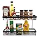 MyGift 2 Tier Countertop or Wall Mount Black Metal Wire Spice Holder Rack, Kitchen Counter Storage, Pantry Cabinet Shelf Organizer, Coffee Bar Organization