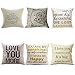 WUWE Cotton Linen Square Vintage Throw Pillow Case Shell Decorative Cushion Cover Pillowcase Love Series (Pack of six)