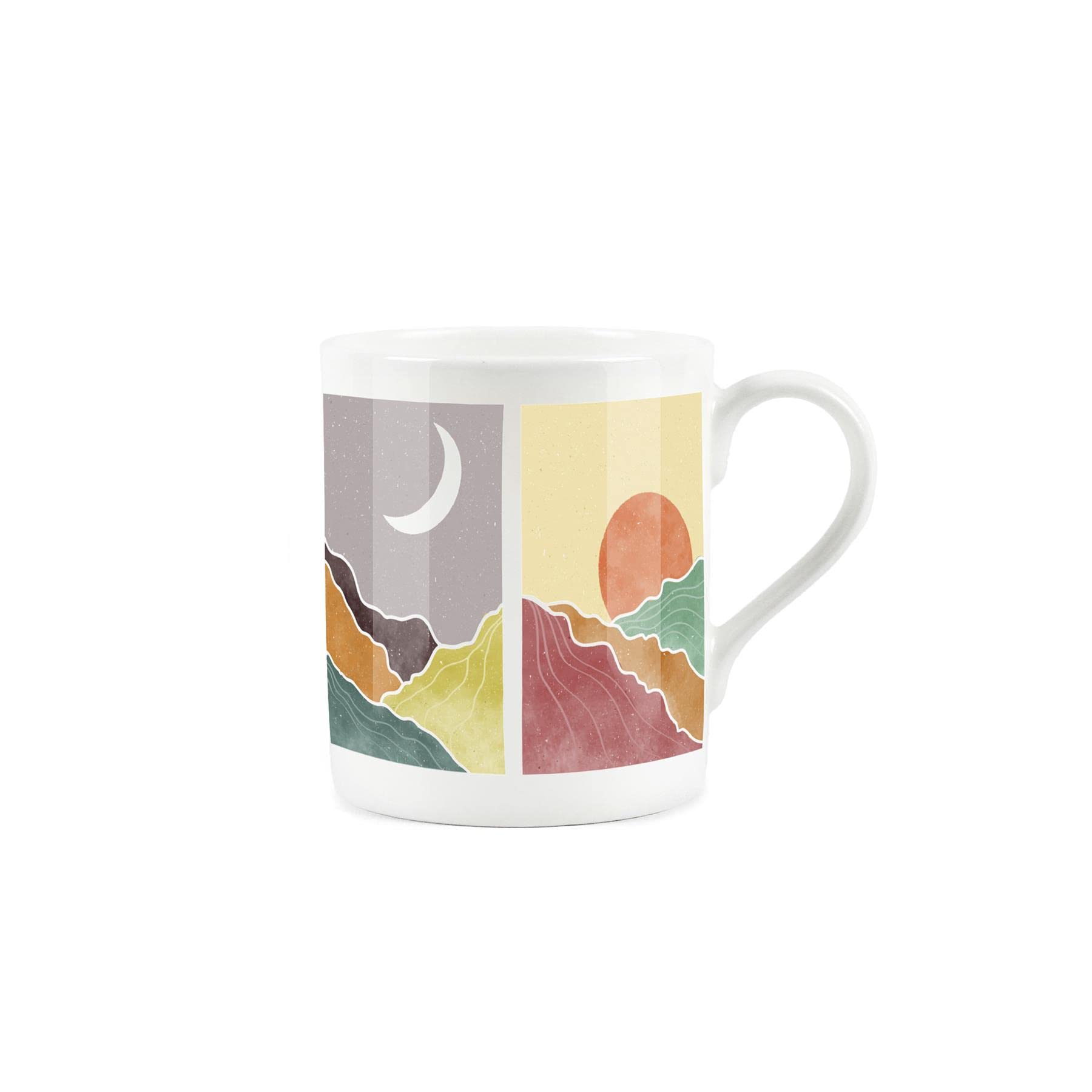 Purely Home Neutral Block Landscapes Small Fine Bone China White Mug Coffee/Tea Present Gift
