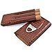 LINSISYH Cigar Cases, Leather Embossed 3 Cigar Tube Holder with Premium Cigar Cutter Set