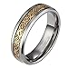 Frank S.Burton Gold Plated Celtic Dragon 6mm Tungsten Carbide Wedding Band Ring Size 6.5