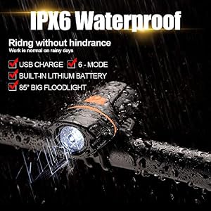 Wastou Bike Lights Super Bright Bike Front Light 1200 Lumen IPX6 Waterproof 6 Modes Cycling Light Flashlight Torch USB Rechargeable Tail Light(USB Cables Included)