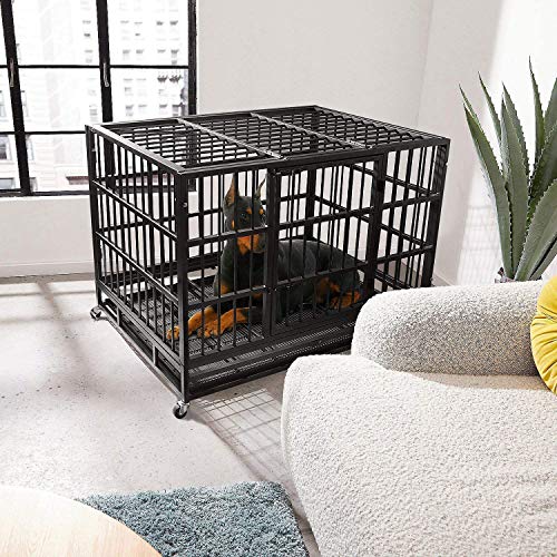 Otaid 48 Inch Heavy Duty Indestructible Dog Crate Cage Kennel with