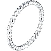 925 Sterling Silver Plated Ring, COMET Twisted Eternity Band Stackable Rings 2 mm Thin Stacking Rings