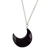 Natural Black Onyx Moon Pendant, August Birthstone Jewelry, Necklace Pendant, Crescent Shape, Healing Crystals, Birthday, Gift for Women, Gemstone Jewelry 18 inch AAA+ Quality