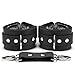VP Leather Berlin Lockable Wrist and Ankle Cuffs Combo Handmade Lambskin Leather Handcuffs and Leg Cuffs (Black)