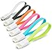 Costyle 6pcs/lot Colorful Magnet 0.7Ft Feet 8.5 Inch Portable Travel Flat Micro USB 2.0 Data Sync Charging Cable Cord For Samsung Galaxy Note 2, Galexy S4, Galaxy S3, Galaxy S2, Galaxy Nexus, HTC One X, One S, Sensation G14, ThunderBolt, Nokia N9 Lumia 920 900, Blackberry Z10, Sony Xperia Z; and More -Black White Hot Pink Blue Green Orange