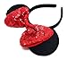 MeeTHan Sequin Hair Bows Mice Mouse Ears Headbands Costume Party: M8 (SQ-Red)