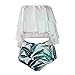 Nulibenna Women Ruffle Off Shoulder 2 Pieces Swimsuit Crop Swimsuit High Waist Bikini