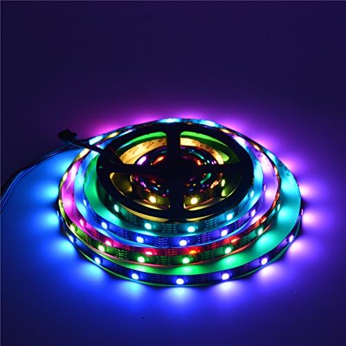 Yaqing Lighting 16.4ft/5M WS2813 (Dual-signal Wires) Singal Break-point Continuous Tramsmission 30 Pixels/M Individual Addressable RGB LED Strip Light DC 5V , Black PCB, Non-waterproof IP20