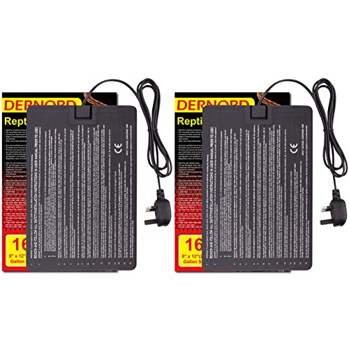 DERNORD Reptile Heating Pad 16 Watt- Heat Mat Reptile for Snake Vivarium Tortoise Lizard Terrarium Bearded Dragon 2 Pack
