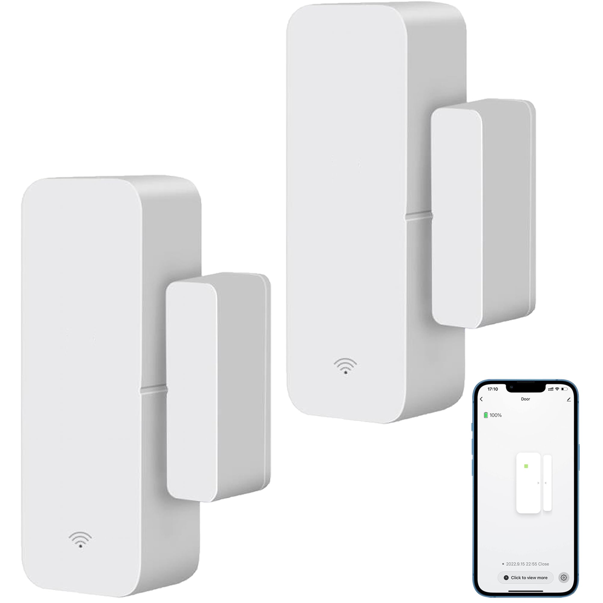 2 Pack WiFi Door Sensor, Tuya Smart Door Window Sensor,Wireless Window Sensor Real-time Alarm Compatible with Alexa Google Assistant,Home Security Door Open Contact Sensor for Business Burglar Alert