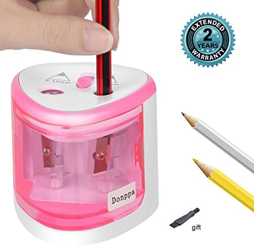 Electric Pencil Sharpener,Double A Battery Operated Heavy Duty Colored Pencil Sharpener For Kids (pink)