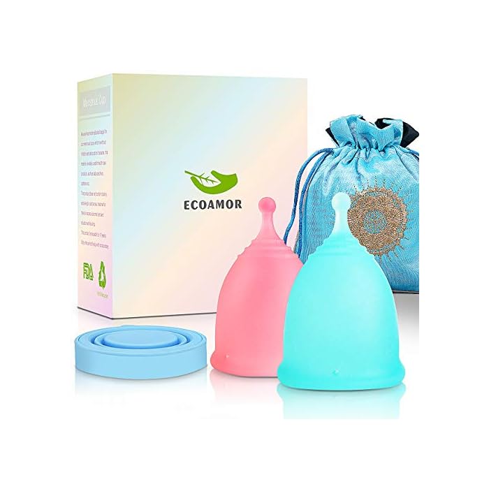 ECOAMOR Menstrual Cups, 2-Pack Tampon Alternatives Moon Cup with 1 Washing Cup and Storage Bag,Most Comfortable and…