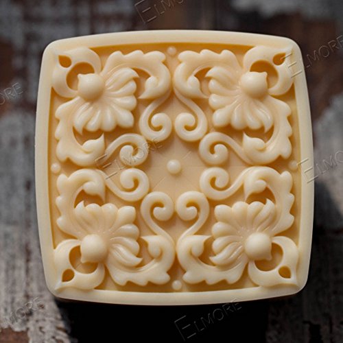 Grainrain Square Flowers White Diy Craft Art Handmade Soap Making Molds Flexible Soap Mold Silicone Soap Mould Soap