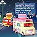 ZHENDUO Pull Back Cars, Food Truck Vehicle Toy Car with Music & Light and Openable Doors & Awning, Ice Cream Toy Cart, Alloy Toy Trucks Friction Car Toys for Boys Girls Ages 3+ Years Old