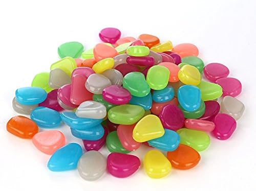 100 pcs Glow in the Dark Garden Pebbles Glowing Stones for Walkway Yard and Decor (mixcolor)