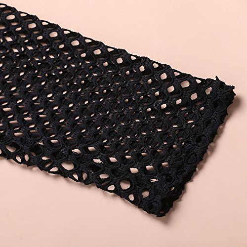 HEQU Men's Club Wear See Through Long Sleeve Fishnet Mesh Shirt Black L