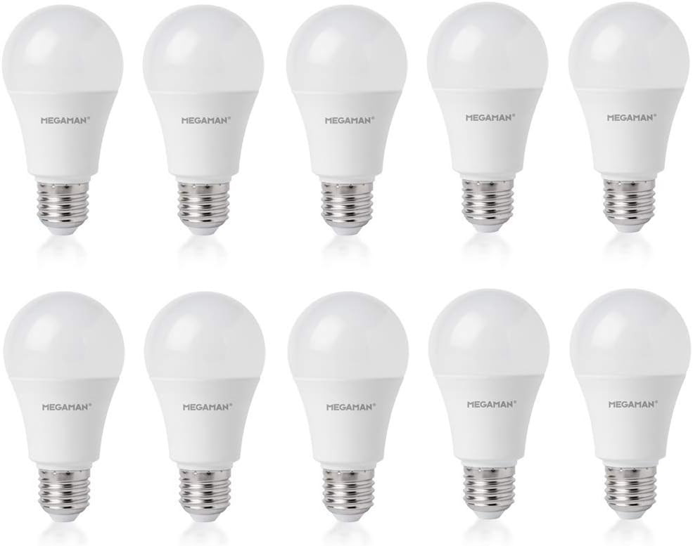 Megaman 8.8W GLS E27 ES 2800K Warm White LED Bulb 10 Piece Set, Warm White, 10 units (pack of 1)