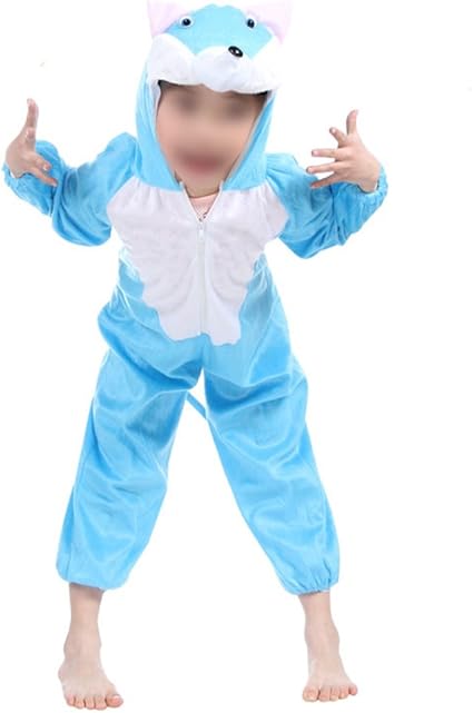 Amazon Com Children S Blue Cat Costume Kids Animal Costumes For Halloween Cosplay Performance Size M For Height 90 105cm Arts Crafts Sewing