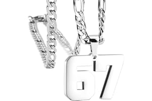 OAKKY 67 Number Necklace for Men Women Stainless Steel Digital Pendant Chain Black Silver Gold Plated Personalized Statement 