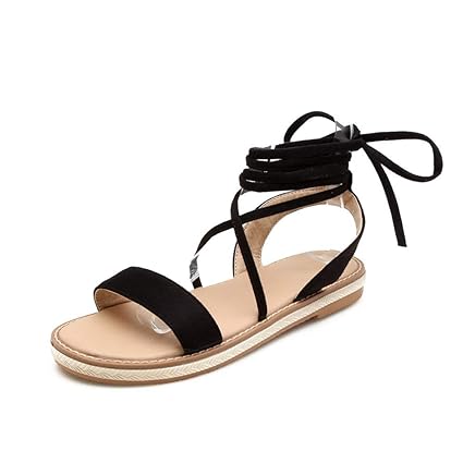 Fashion Ladies Damen Sandalen Flach Mit Schnürung Open Toe Sommer Bohemian Strand Schuhe Party Freizeit Hochzeit Abend