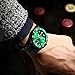 Mens Waterproof Watch Black Stainless Steel Luminous Dial Rotatable Bezel Analog Japanese Quartz Watches (Green)