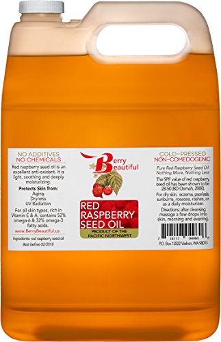 Red Raspberry Seed Oil - 1 Gallon (3.8L) - Cold Pressed by Berry Beautiful from locally grown Raspberries - 100% Pure & Unrefined